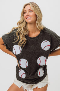 Sequin Baseball Patch Top