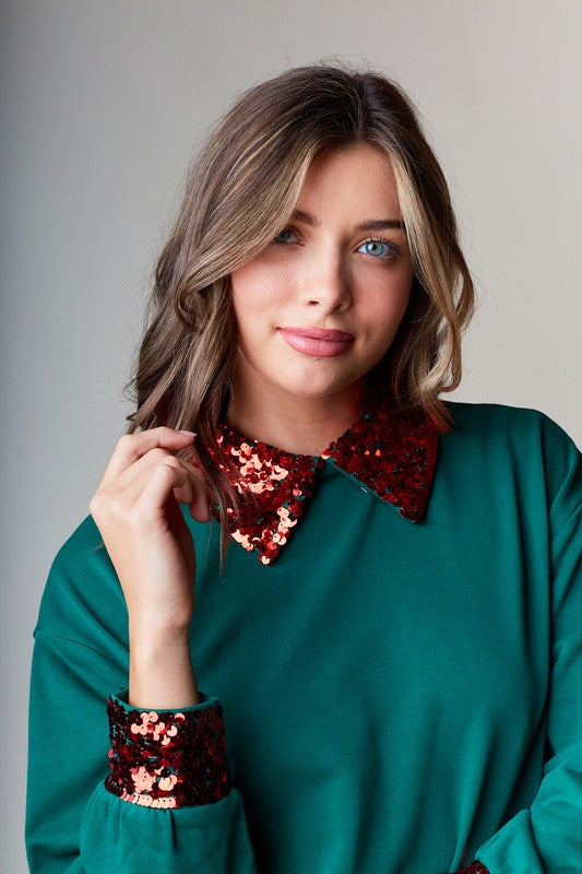 sequin collar top