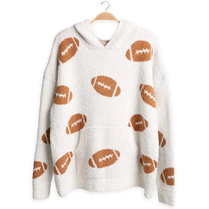 Football Pattern Hooded Sweater