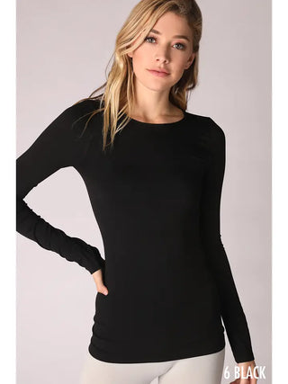 Long Sleeve Crew Neck Top- NIKIBIKI