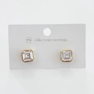 Bezel Diamond Stud Earrings