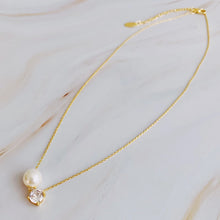 Single Pearl & Diamond Necklace