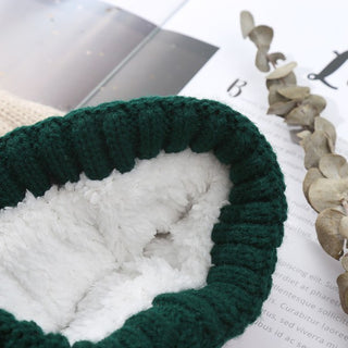 Cable Knit Striped Beanie