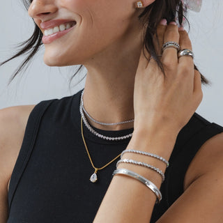 Demi- Fine Silver Tennis Necklace