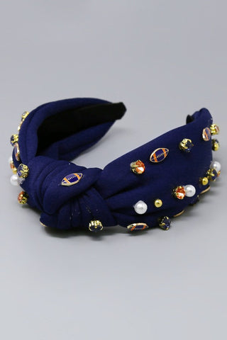 Pearl/Football Stud Gameday Headband