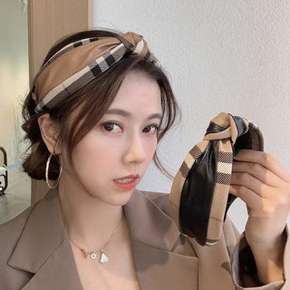 Plaid Leather Headband