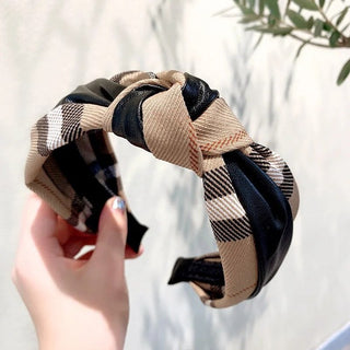 Plaid Leather Headband
