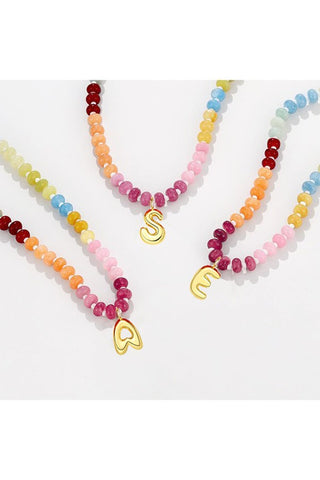 Colored Beaded Initial Necklace