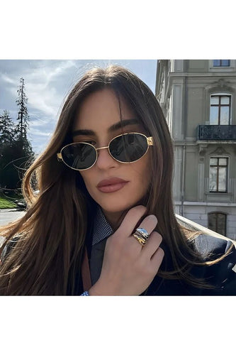 Retro Oval 90s Vintage Fashion Round Sunglasses