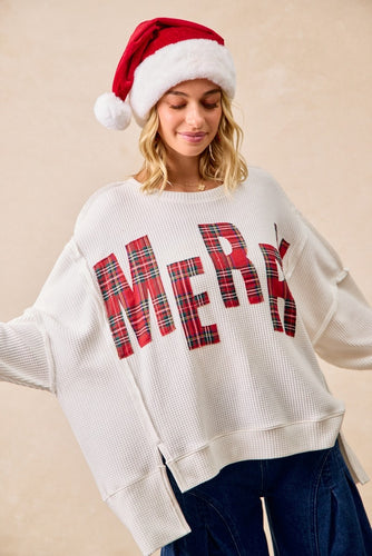 Merry Waffle Knit Sweatshirt