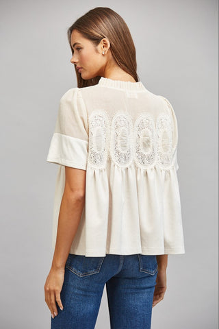 Lace & Suede Blouse