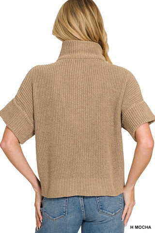 Kinsley Half Zip Sweater- Mocha