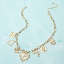 Heart Butterfly Bow Clover Cluster Charm Necklace