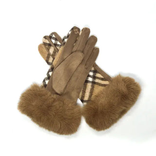 Plaid Fur Gloves
