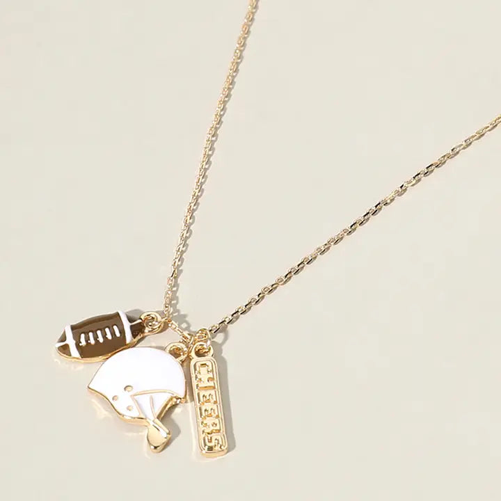Cheers Message Enamel Football Pendant Necklace