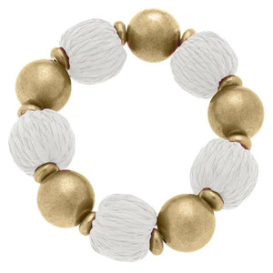 Barbados Raffia and Ball Bead Stretch Bracelet