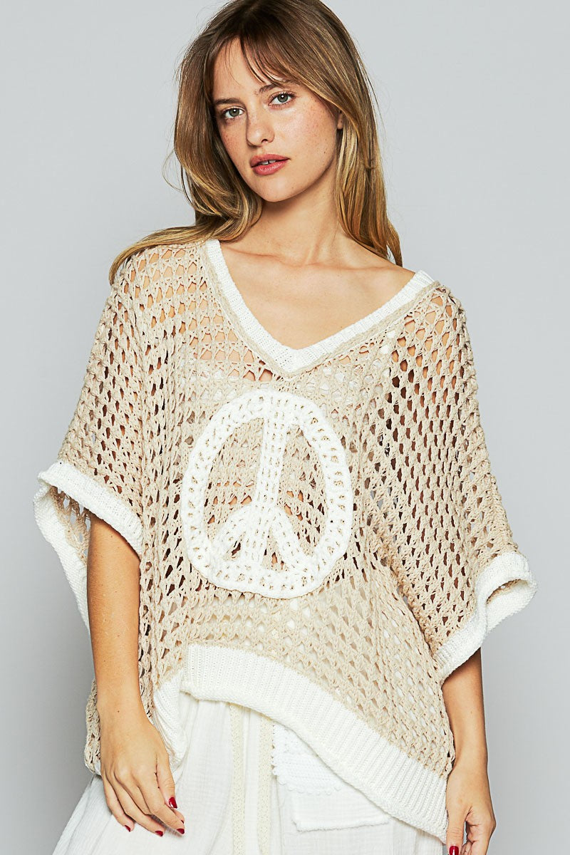 Peace Crochet Sweater Top