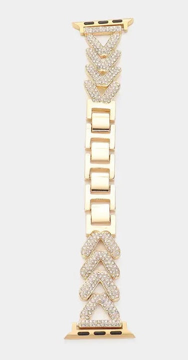 Stone Paved Metal Chain Link Apple Watch Band