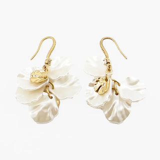 Pearlized Open Leaf Earrings