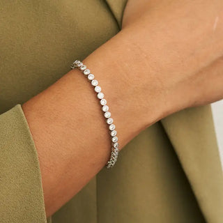 Demi-Fine Silver Round Brilliant Tennis Bracelet