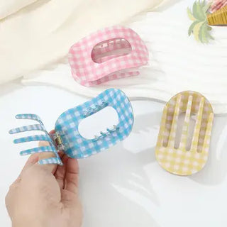 Gingham Barrette Hair Clip