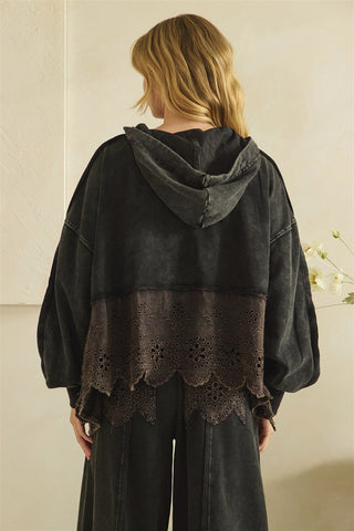Ember Eyelet Hooded Top