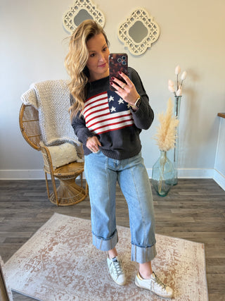 Distressed Flag Sweater