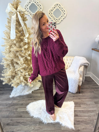 Wine Satin Pants