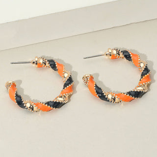 Gameday Twisted Beaded Spiral Hoop Earrings