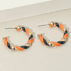 Gameday Twisted Beaded Spiral Hoop Earrings
