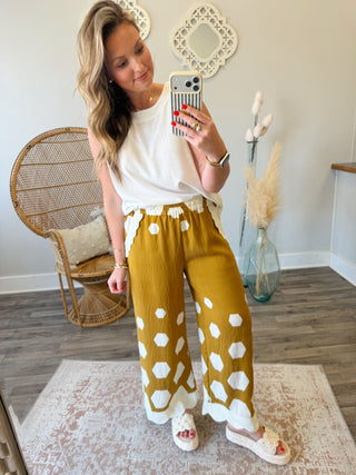 Honeycomb Wide Leg Pants