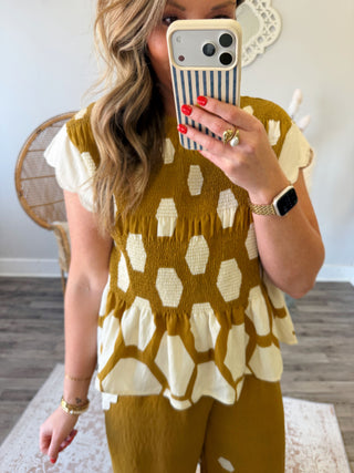 Honeycomb Peplum Top