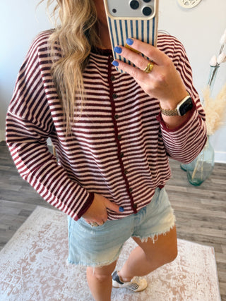 Mulberry Striped Cardigan