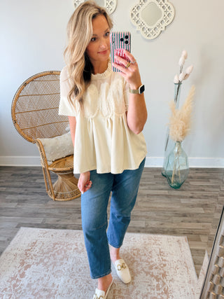 Lace & Suede Blouse