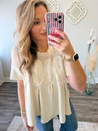 Lace & Suede Blouse