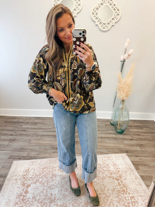 Meadow Velvet Trim Blouse