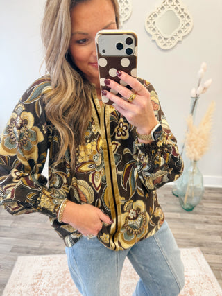 Meadow Velvet Trim Blouse