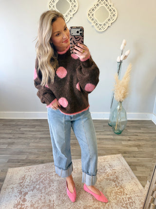 Retro Dot Fuzzy Sweater