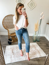 Rachael High Rise Fab Ab Mom Jean- Med Wash