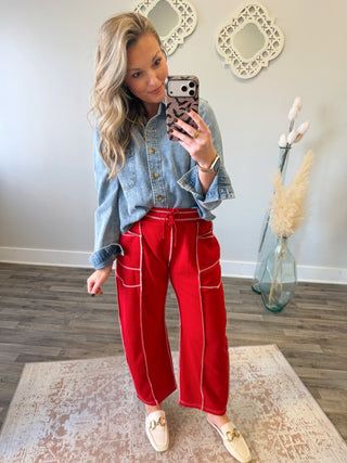 Lennox Utility Sweatpants- Red