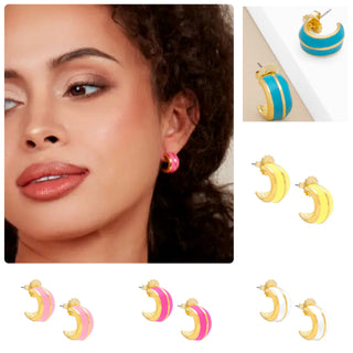 Colorful Enamel Huggie Earring