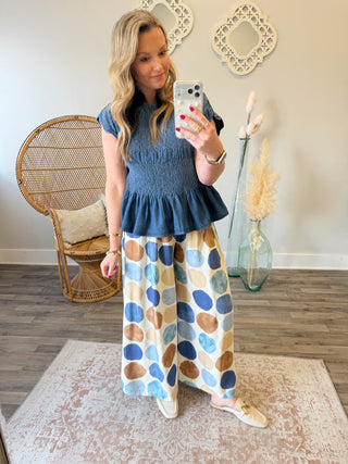 Verity Dot Print Wide Leg Pants