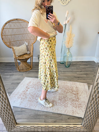 Satin Olive Midi Skirt