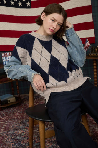 Argyle Denim Sweater