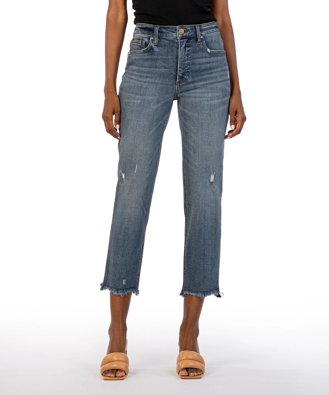 Rachael High Rise Fab Ab Mom Jean- Med Wash