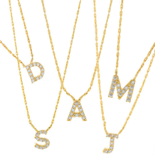 Dainty Pave Initial Necklace