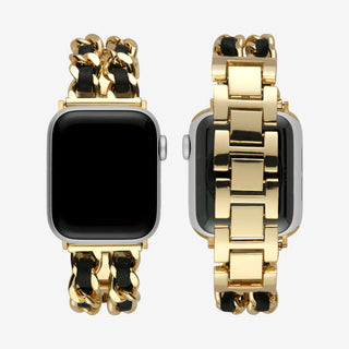 Faux Leather Metal Chain Link Apple Watch Band