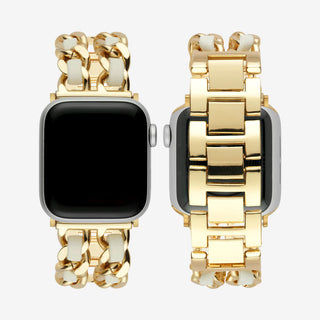 Faux Leather Metal Chain Link Apple Watch Band