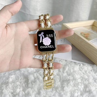 Faux Leather Metal Chain Link Apple Watch Band