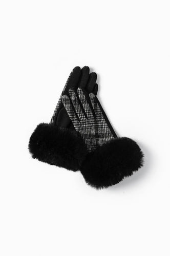 Chic Plaid Fur Gloves